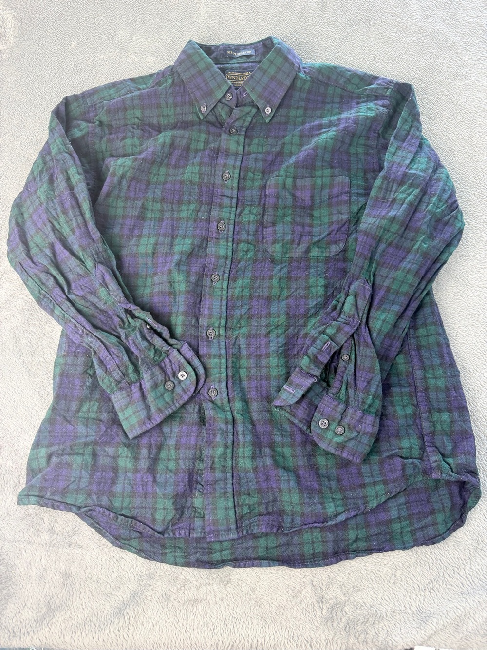 Pendleton Green & Purple Plaid Button-Down Shirt